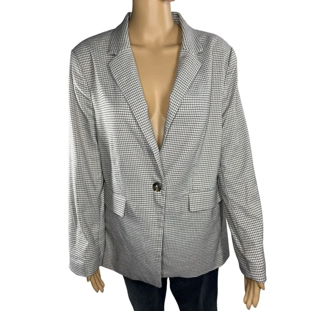 Sanctuary  Blazer Coat Size Large Black Beige One‎ Button Women